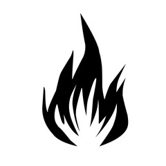 Ikon Api Hitam dan Putih Vektor Datar. Tanda Bentuk Api Unggun, Terisolasi. Koleksi Api Unggun