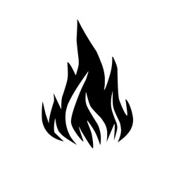 Ikon Api Hitam dan Putih Vektor Datar. Tanda Bentuk Api Unggun, Terisolasi. Koleksi Api Unggun