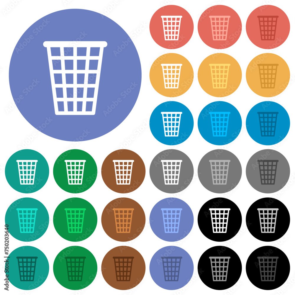 Poster single empty tall trash outline round flat multi colored icons