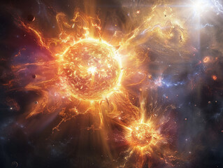 il ciclo di vita di una stella, dalla sua formazione fino alla sua fine come supernova o nana bianca - obrazy, fototapety, plakaty