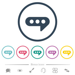 Chat bubble flat color icons in round outlines