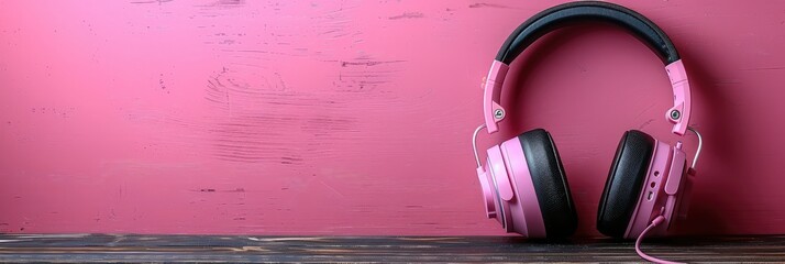 Blue Headphones On Background Pink Line, Background Images , Hd Wallpapers