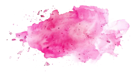 Fotobehang Abstract bold pink watercolor splatter isolated on white, symbolizing artistic freedom and expression © Daniel