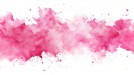 An expansive pink watercolor splash across a white background, evoking feelings of freedom and artistic exploration - obrazy, fototapety, plakaty