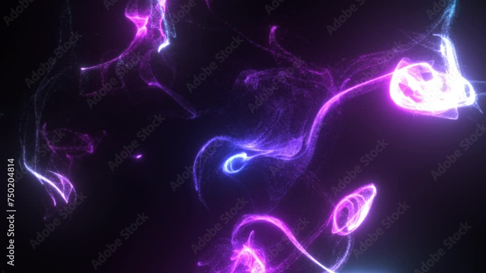 Poster bright fluid particles. computer generated 3d render