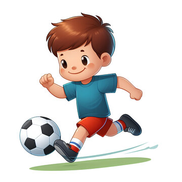 A boy is playing football
