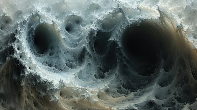  a computer generated image of an ocean wave with a black hole in the center of the wave, and a black hole in the center of the wave in the middle of the picture.