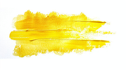Textured stroke of yellow paint on a white canvas communicates energy and artistic intention