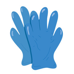 Obraz premium Pair of blue surgical gloves. Disposable medical gloves graphic. Simple, flat vector illustration isolated on white background.