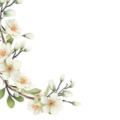 branch of jasmine flowers isolated on white background, vector illustration, Ai Generated