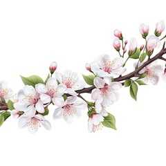 Cherry blossom branch with flowers, Ai Generated