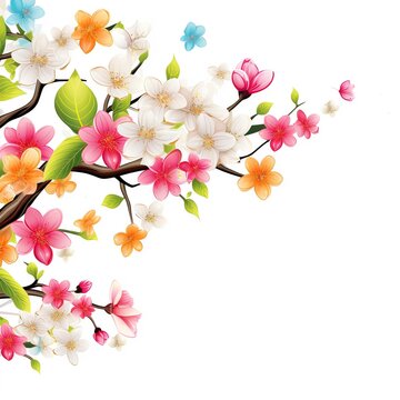 Cherry blossom spring background with place for text, Vector illustration, Ai Generated