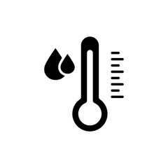 
Water Temperature Indicator icon. Mercury Thermometer and Water Drop Color Pictogram. Collection of Temperature and Humidity Level Marks. Editable Isolated Vector Illustration.