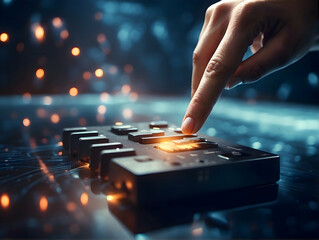 Obraz premium Index finger pressing the switch
