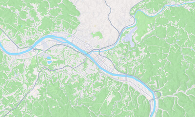 Naklejka premium Charleston West Virginia Map, Detailed Map of Charleston West Virginia