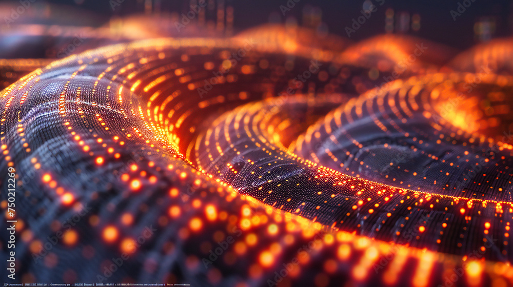 Poster abstract technology wave, where digital lights and futuristic design visualize the dynamic flow of i