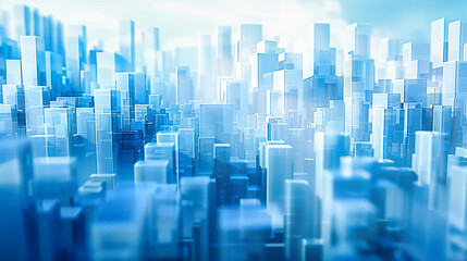Abstract urban cityscape with modern architecture, blue skyscrapers design, technology and futuristic concept