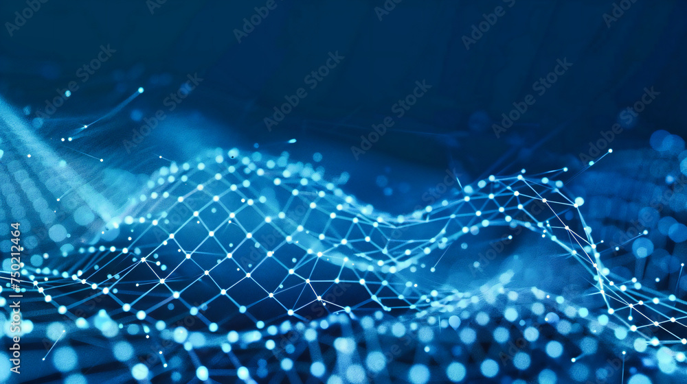 Aufkleber abstract technology network connectivity, futuristic digital mesh and grid background, science and d