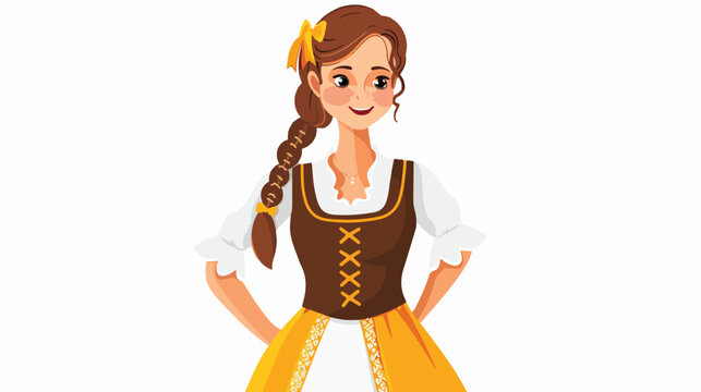 Germany woman in dirndl illustration isolated on whi