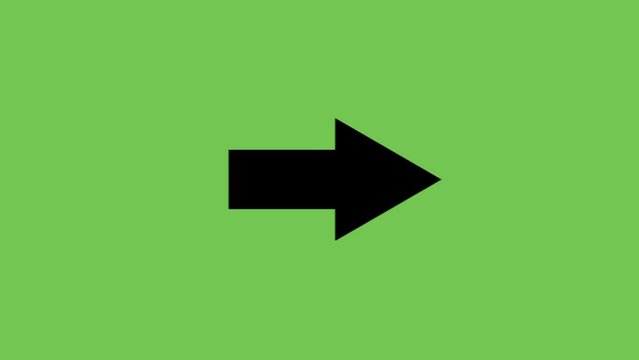 Black arrow pointing graphic animation on green screen 1