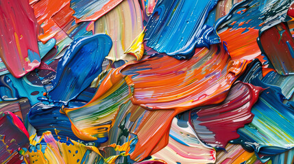 This image captures the dynamic interplay of colors and textures, creating a lively abstract painting