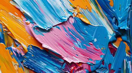 A vibrant composition highlighting the rich textures of blue and pink acrylic paint