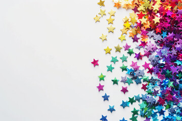 Star confetti of various colors, rainbow