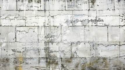 A cement block wall features a copyspace created by a stroke of white paint, embodying urban grunge