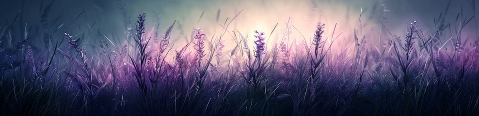 Keuken spatwand met foto abstract background with grass and lavender. Beautiful spring summer nature © Miss V