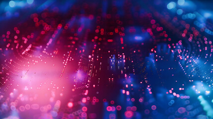 Abstract Energy Flow, Futuristic Network Design with Blue Dots and Lines, Concept of Digital Communication and Technology