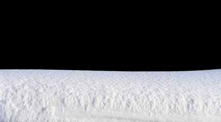 white snow in daylight, background, isolate on black background