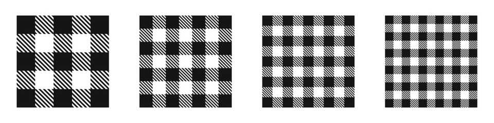 Plaid pattern set. Plaid icons.  Lumberjack plaid seamless pattern collection. Flannel shirt pattern. - obrazy, fototapety, plakaty