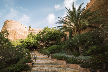 Fototapeta na wymiar Serene Gardens of Almeria's Alcazaba