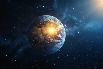 Photo sur Plexiglas Pleine Lune arbre Planet Earth Illuminated by Sunlight in Space