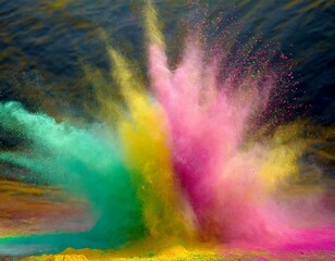 Colorful holi powder blowing up full range of colors explosion for holi celebrations