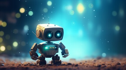 cute android robot with copy space