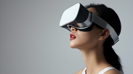 sleek 3D virtual reality headset transports users.