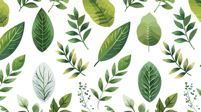 Leaf seamless pattern plant illustrations on white b