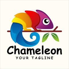 chameleon gradient logo. colorful chameleon logo design vector © rina