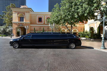Black limousine in Las Vegas street
