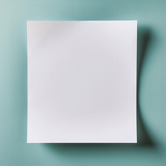 A minimal art style image of a blank white paper on a blue background. - obrazy, fototapety, plakaty