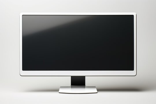 Computer monitor with blank screen isolated on white background, Ai Generated