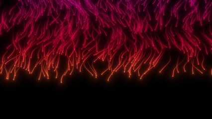 Particle rain. Glowing dots falling from top to bottom. Animating a line. Pink-red-gold vertical gradient. Abstract background 4K - Powered by Adobe