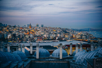 Panoramic view of Istanbul seen from the viewpoint of Suleymaniye mosque in Istanbul, Turkey. - 750223434