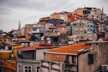 View of houses in Fatih district of Istanbul, Turkey. - 750223435