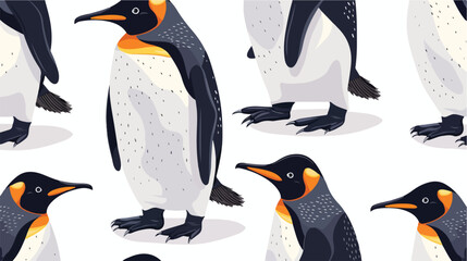 Penguin seamless pattern animal stands cartoon illus