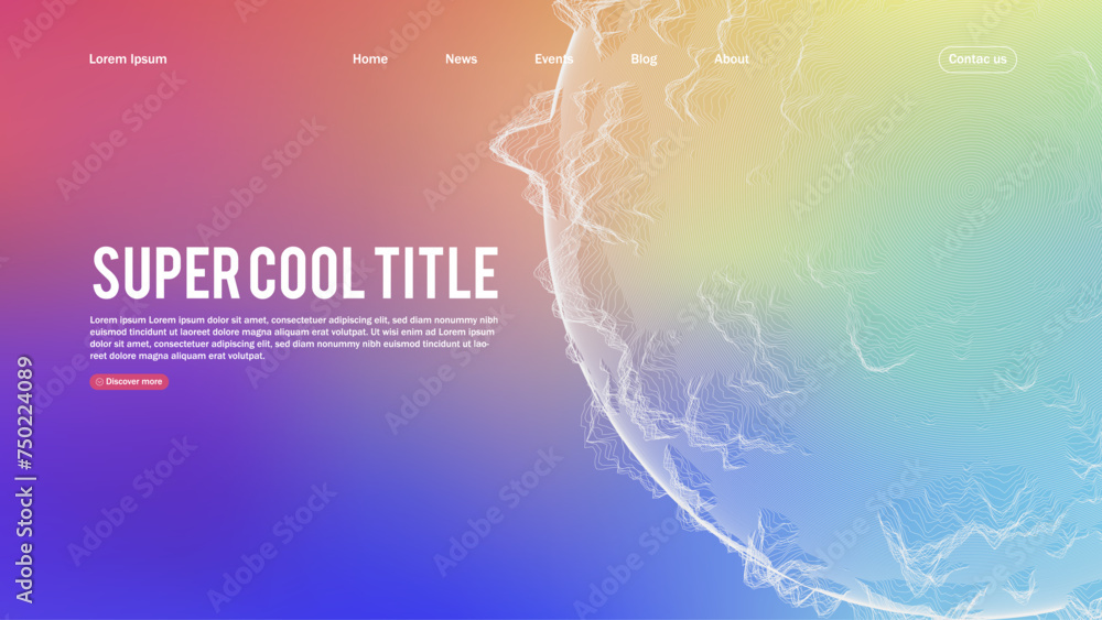 Aufkleber landing page abstract design with sphere element. template for website or app.