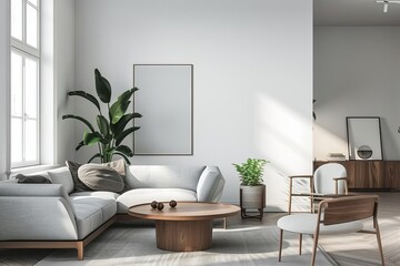Fototapeta na wymiar Minimalist scandinavian-style living room interior Emphasizing clean lines Functional design And a serene atmosphere Ideal for modern home decor inspiration
