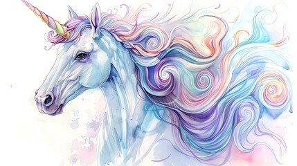 Obraz na płótnie Canvas Colorful Unicorn Art with Ethereal Watercolor Style