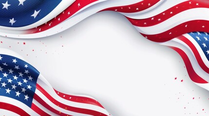 Minimalistic USA Flag Design - Waving American Banner with Copy Space - Independence Day Background - Generative AI
